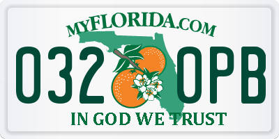 FL license plate 0320PB