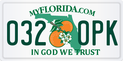 FL license plate 0320PK