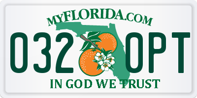 FL license plate 0320PT