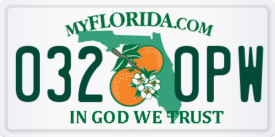 FL license plate 0320PW