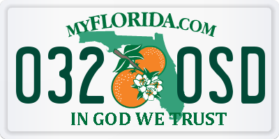 FL license plate 0320SD