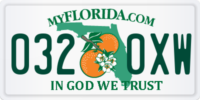 FL license plate 0320XW