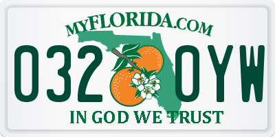 FL license plate 0320YW