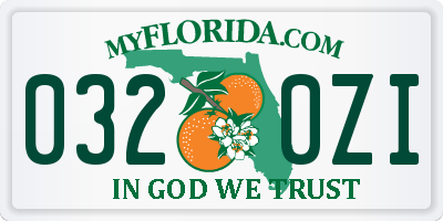 FL license plate 0320ZI