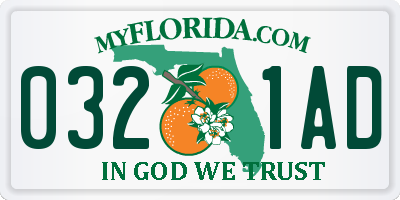 FL license plate 0321AD