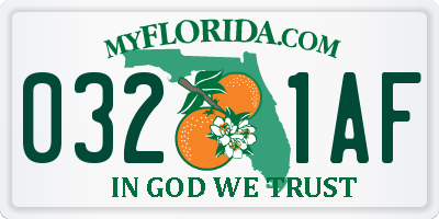 FL license plate 0321AF