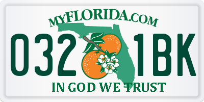 FL license plate 0321BK