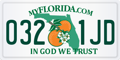 FL license plate 0321JD