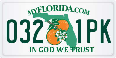 FL license plate 0321PK