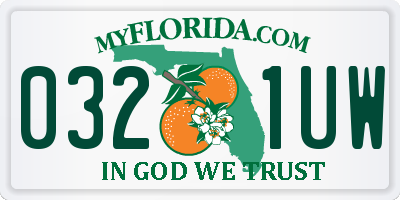 FL license plate 0321UW