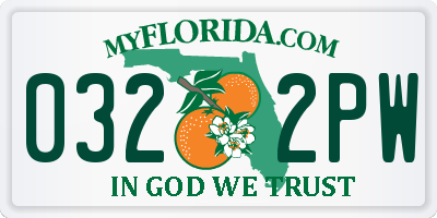 FL license plate 0322PW