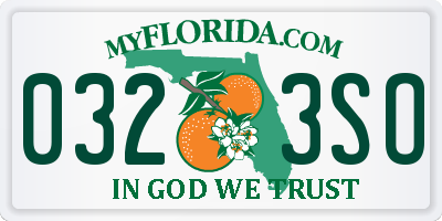 FL license plate 0323SO
