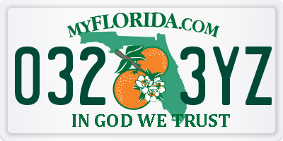 FL license plate 0323YZ