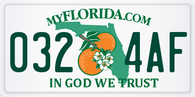 FL license plate 0324AF