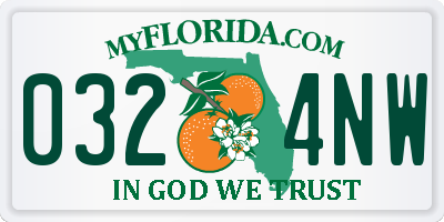 FL license plate 0324NW