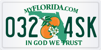 FL license plate 0324SK