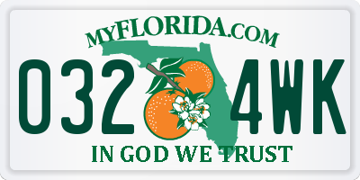 FL license plate 0324WK