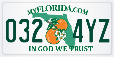 FL license plate 0324YZ