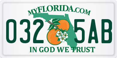 FL license plate 0325AB