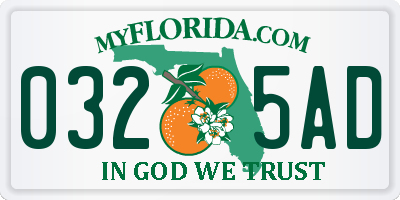 FL license plate 0325AD