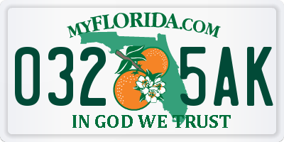 FL license plate 0325AK