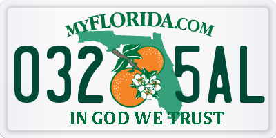 FL license plate 0325AL