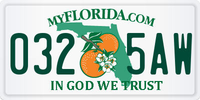 FL license plate 0325AW