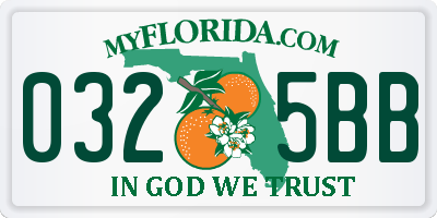 FL license plate 0325BB