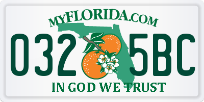 FL license plate 0325BC