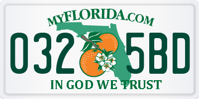 FL license plate 0325BD