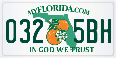 FL license plate 0325BH
