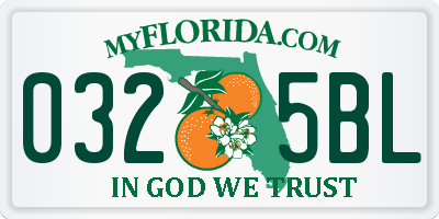 FL license plate 0325BL