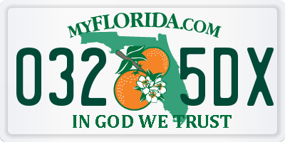 FL license plate 0325DX