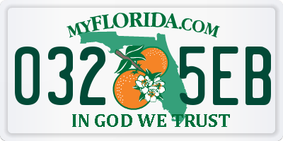 FL license plate 0325EB