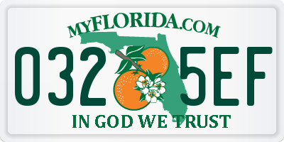 FL license plate 0325EF