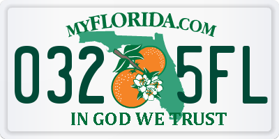 FL license plate 0325FL