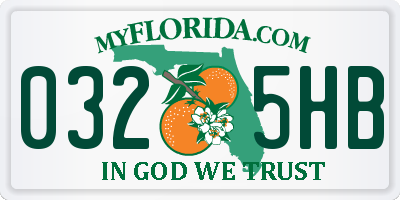 FL license plate 0325HB