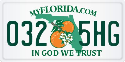 FL license plate 0325HG