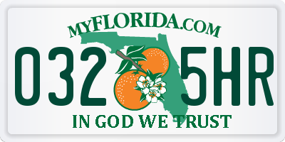 FL license plate 0325HR
