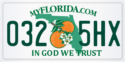 FL license plate 0325HX