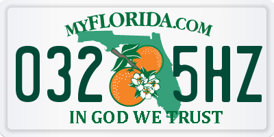FL license plate 0325HZ