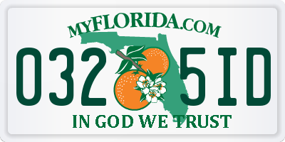FL license plate 0325ID