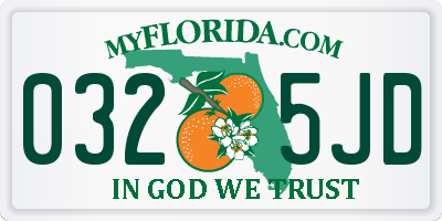 FL license plate 0325JD