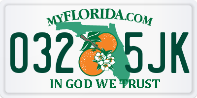 FL license plate 0325JK