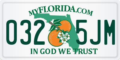 FL license plate 0325JM
