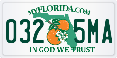 FL license plate 0325MA