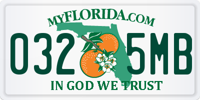 FL license plate 0325MB