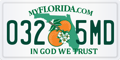FL license plate 0325MD