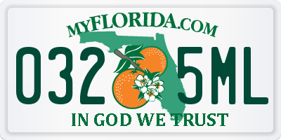 FL license plate 0325ML