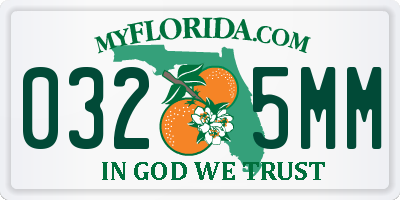 FL license plate 0325MM